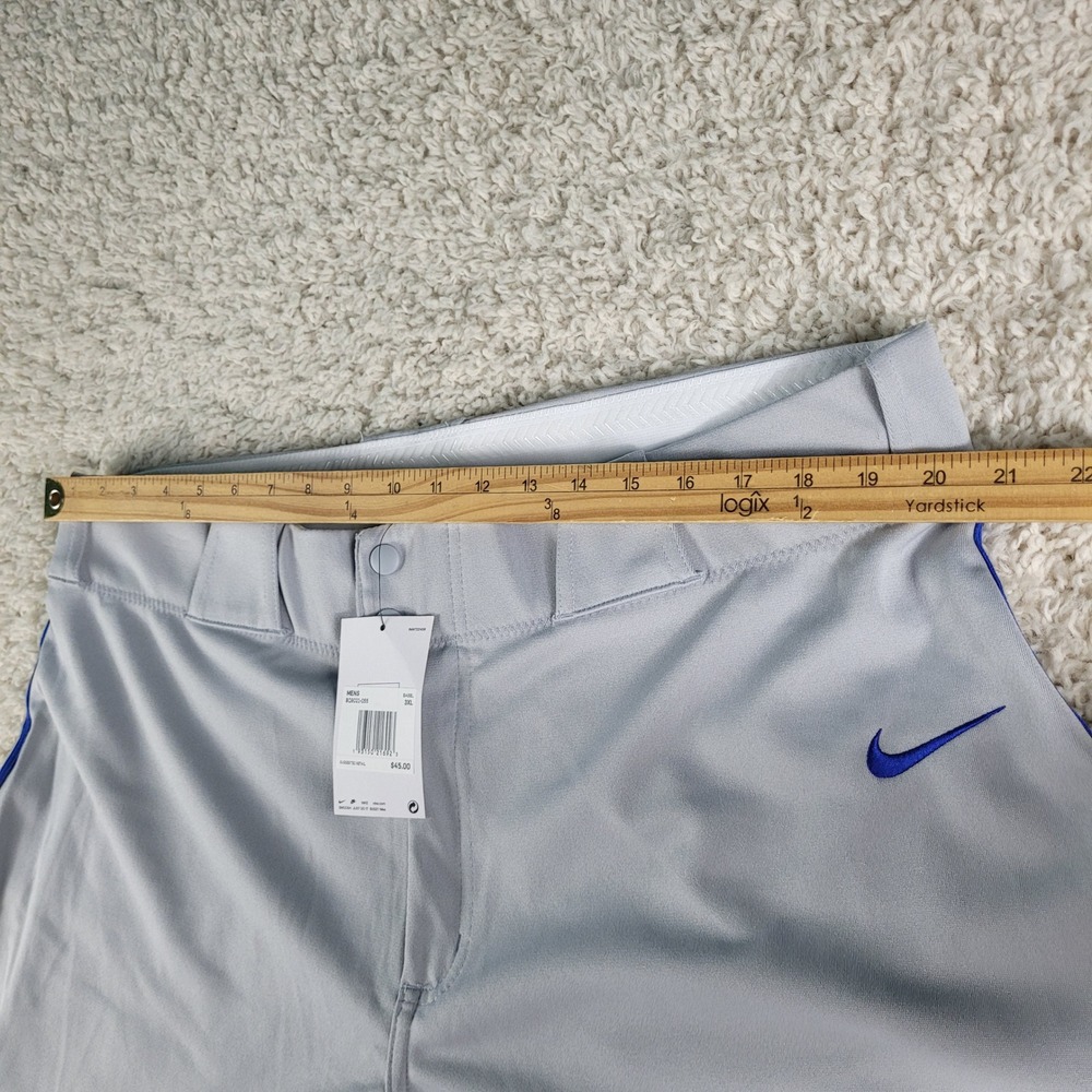 Nike Baseball Pants Mens 3XL Grey NEW BQ9021-055 Blue Side Stripe Knicker Style - Picture 7 of 13